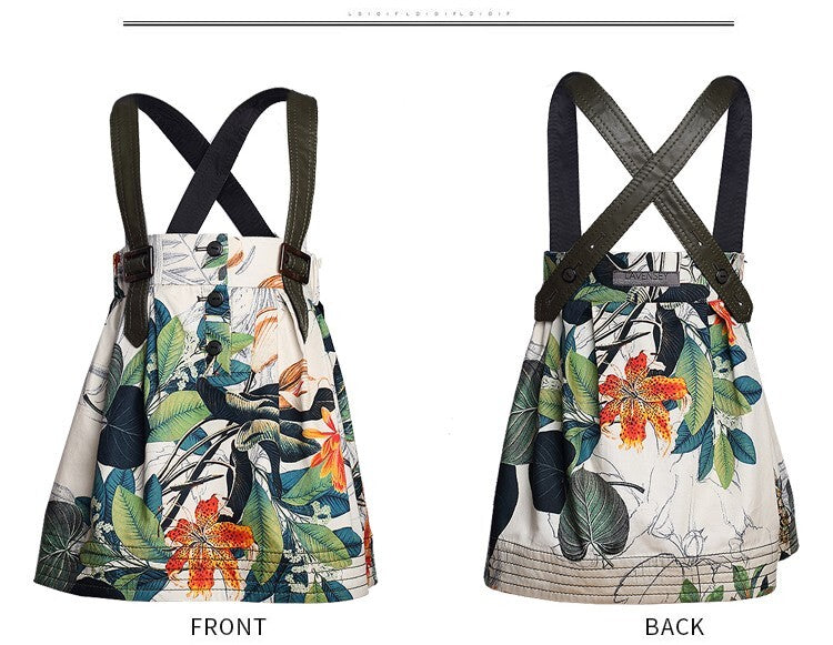 Girls Floral Cotton Skirt with Straps – Vintage Style Mini Skirt