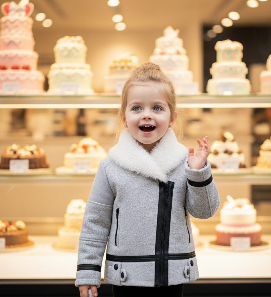 Girls' thick wool padded  Winter Coat 2-3-4-5-6-7y Faux Fur collar warm Jacket