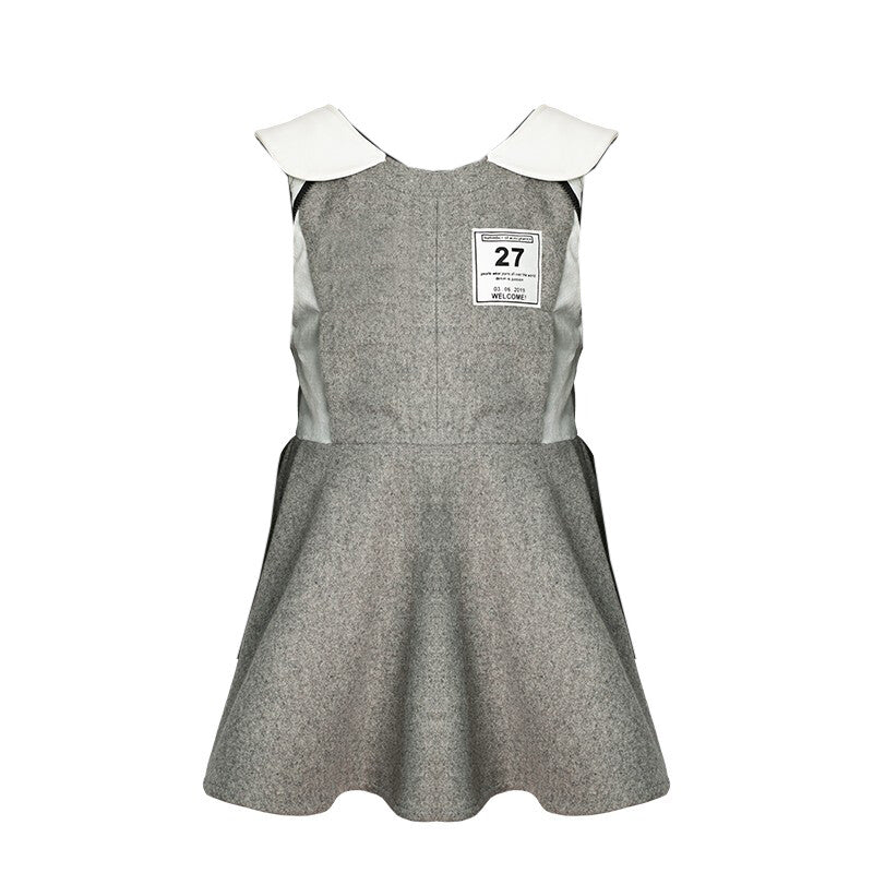 Girls Woolen Sleeveless Sporty Dress for winter/autumn Grey Velvet Ages 3-10