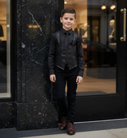 Boys Black Brocade Formal Vest Waistcoat (4–9 Years) XMAS party Wear birthday