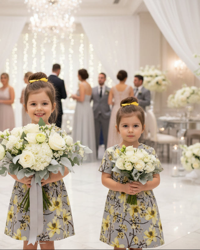 Girls Blue Floral Occasion Dress | Elegant A-Line Flower Girl Dress (3–10 Years)