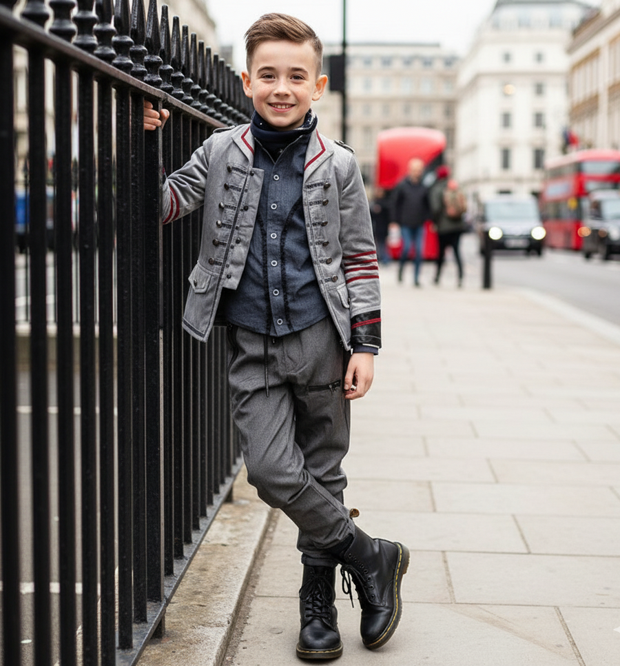 Kids short coat 3-12Y outfit Cotton/velvet Boys Casual military Jacket vintage