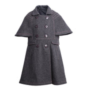 LAVANZEY Girls Cashmere Long Coat – Wine Red Baby Doll Cape (3–9 Yrs)