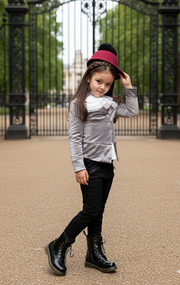 Girls Velvet Blazer 3-4-5-6-7-8-9ys Silver Grey floral Jacket with Lace Collar