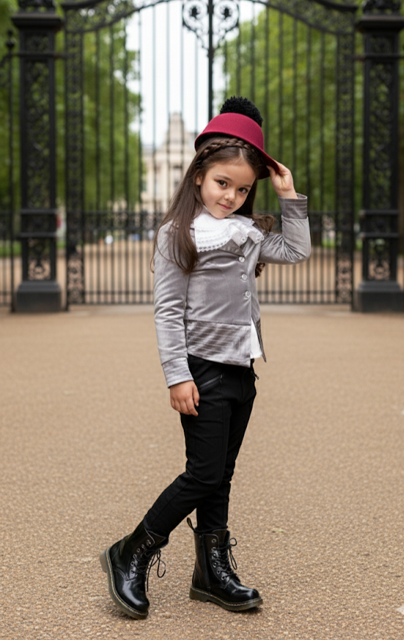 Girls Velvet Blazer 3-4-5-6-7-8-9ys Silver Grey floral Jacket with Lace Collar