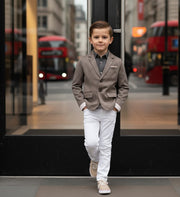 Boys grey Casual Blazer with Double Cuffs Short Suit Jacket 3–10 Y party XMAS
