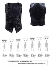 Boys Black Brocade Formal Vest Waistcoat (4–9 Years) XMAS party Wear birthday