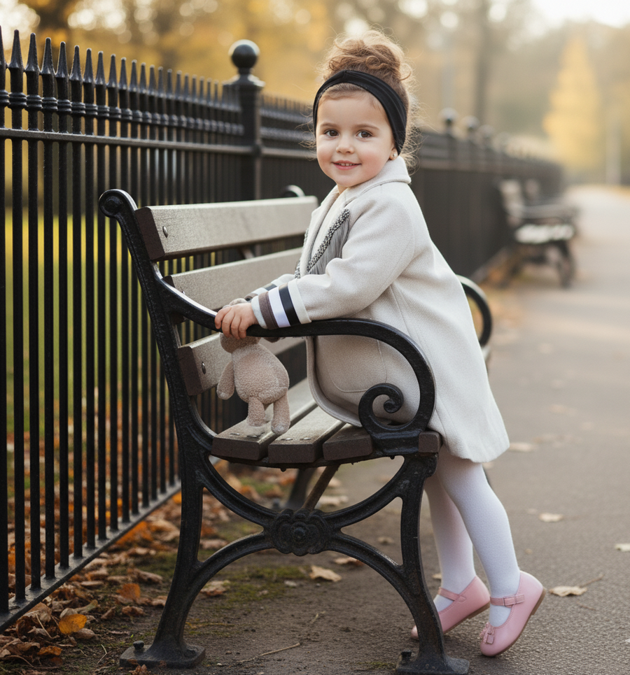 Girls Woolen Long Winter Coat 3-12y  cream orange long Jacket 2025 autumn new