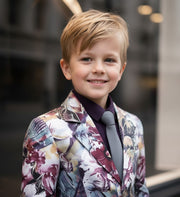 Boys Floral Blazer Slim Fit Tuxedo Jacket Formal Wedding Party Suit Kids 4–12 Y
