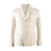 Boys' Gold Jacquard Blazer – High-End Formal Suit Jacket for Ages 8-12 Years