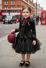 Girls black top  Velvet  2-3-4-5Y autumn Grey Wool Blend Trim Short Jacket 2025