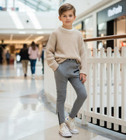 Boys Slim Fit strenching Pants Gray Stretch Casual Trousers 4-12Y easy match