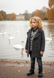 Kids Winter Wool Coat3-7Y  warm double Breasted Thick Warm Jacket for Boys 3–7Y