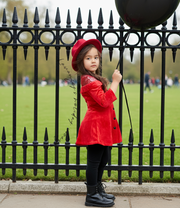 Girls Red Velvet Swing Dress 3-4Y Sleeve A-Line Princess  clearance sale