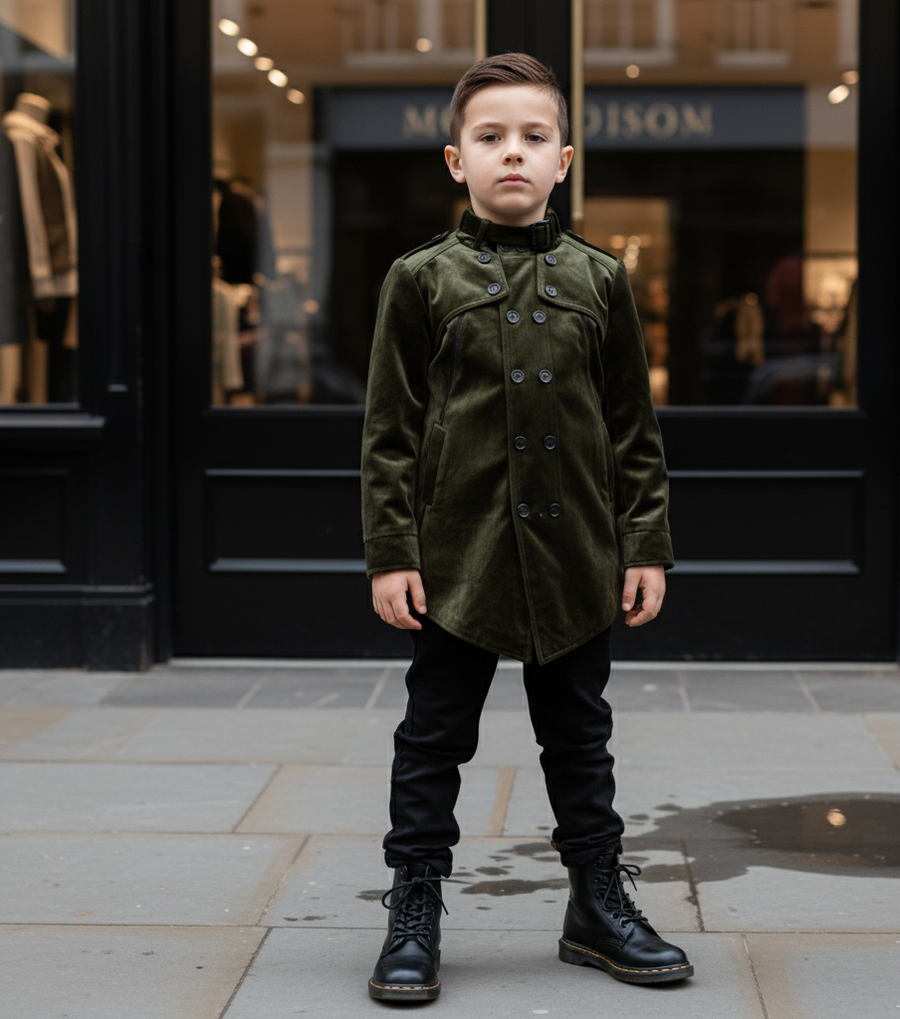 Boys Military Style Velvet Jacket 3-7Y Stylish Spring Biker coat/Top CLEARANCE