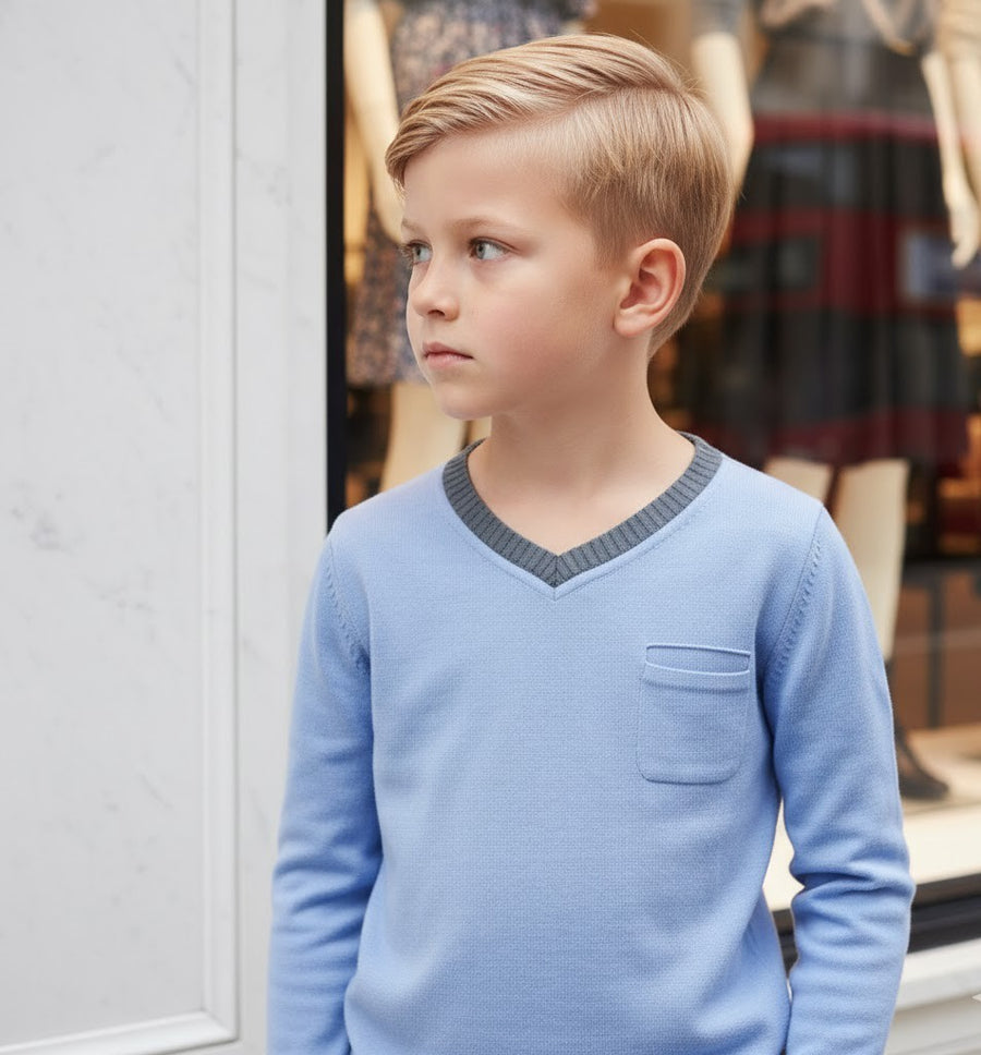 Boys' V-Neck long sleeves T-Shirt Soft Stretchy Casual Comfy Top easy match XMAS