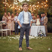 Boys Bright Blue Formal Short Sleeve Blazer3-12Y cotton  Jacket birthday suit