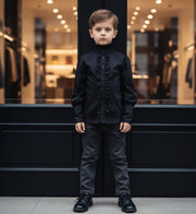 Boys Black Cotton Shirt 3-5Y  Vintage Prince Long Sleeve  birthday top for Kids