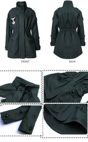 Girl's Dark Green Trench Coat 3-4-5 Y Vintage Cotton Rain Jacket  High Quality