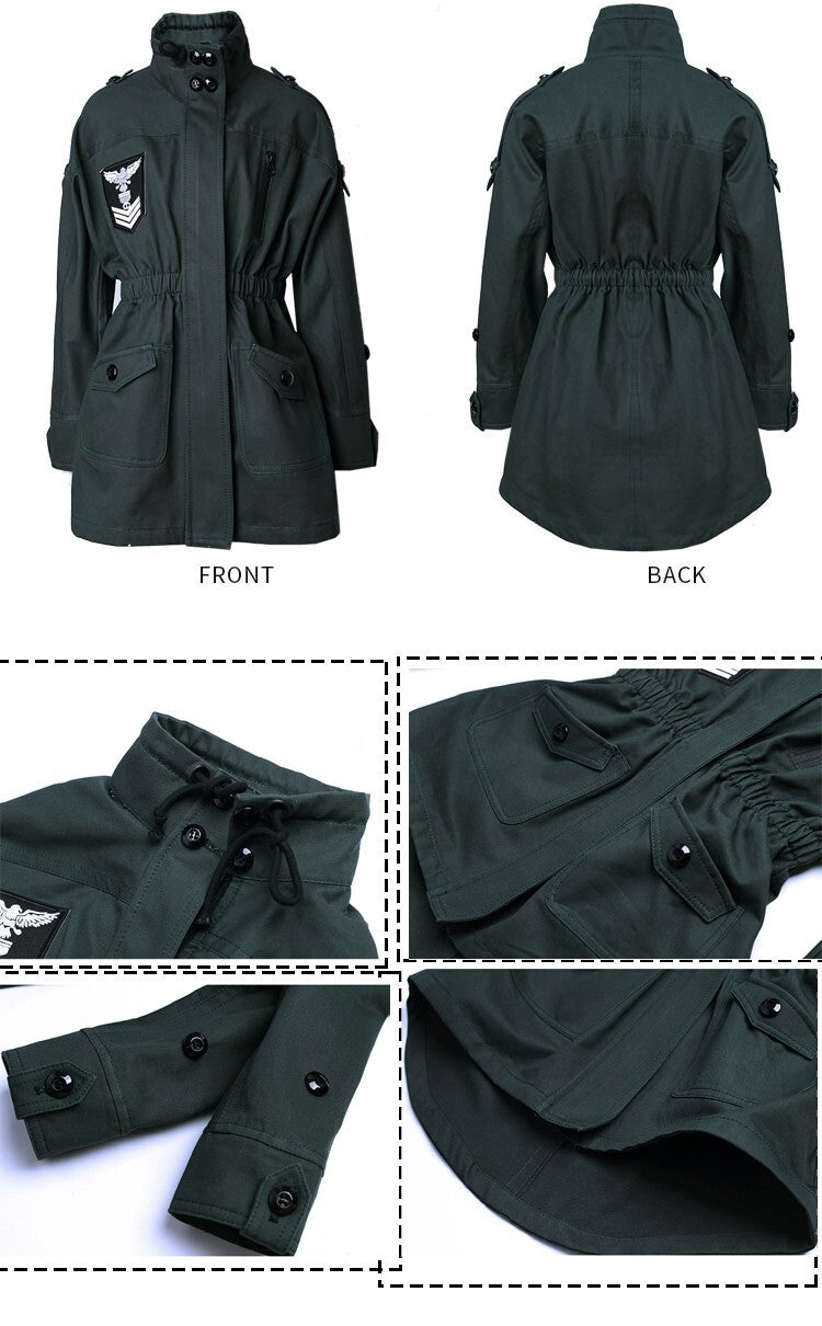 Girl's Dark Green Trench Coat 3-4-5 Y Vintage Cotton Rain Jacket  High Quality
