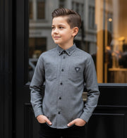 Boys Black Cotton Long Sleeve Shirt – Lightweight & Stylish Top for Ages 3-7 Yea
