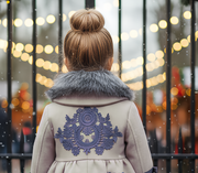 Girls Vintage winter Coat 4-5Y A-Line Princess dress coat with floral lace Wool