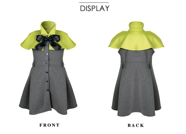 Girls Cape Dress Apple Green with Bow Soft Scuba Fabric Princess Outfit winter