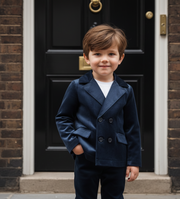 Boys Velvet Suit Set 3-10Y Navy Blazer & Trousers Casual & Stylish clearance