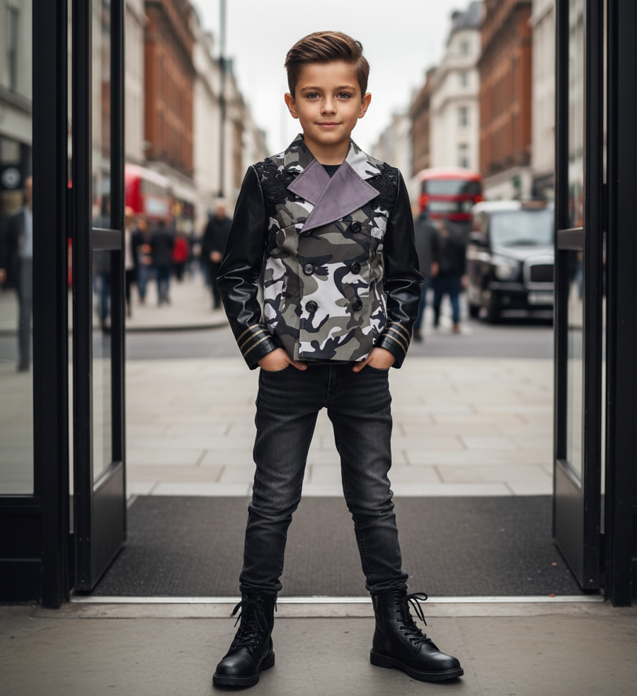 Boys Vintage Lace casual Blazer 4-14Y Junior Smart Uniform Jacket kids teenagers