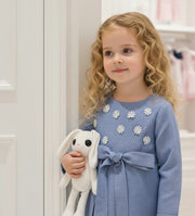 Girls blue Cotton Dress vintage long skirt Cotton Lining princess party  Xmas