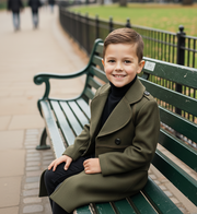 boys Winter Wool Coat 3-12Y long  Double Breasted Military Style Warm 2025 new