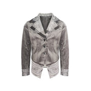 Girls Velvet Blazer 3-4-5-6-7-8-9ys Silver Grey floral Jacket with Lace Collar