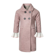 Girls' Woolen Winter long Coat  beautiful Warm Jacket Grey/Pink 3–9 Years