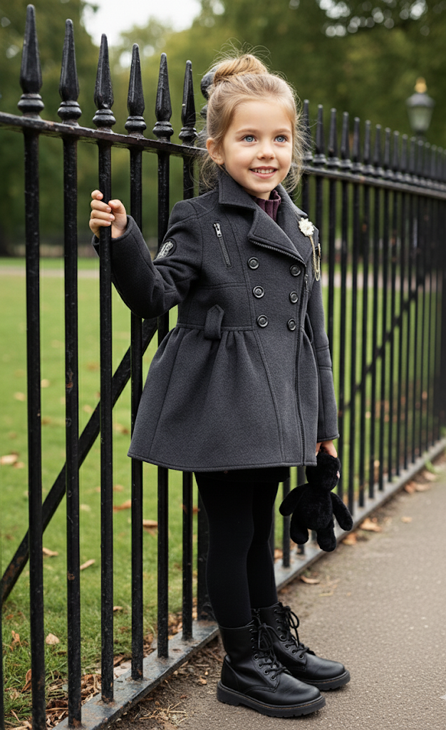 Girls Wool-Blend Winter Coat | Warm Long Plaid Jacket for Kids 3–5 Years | Soft