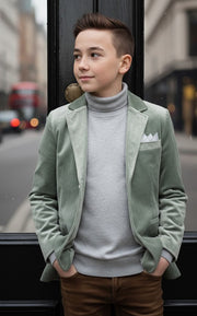 Boys' Green Matte Velvet Blazer – Soft, Stylish & Comfortable, Ages 6-12 Years