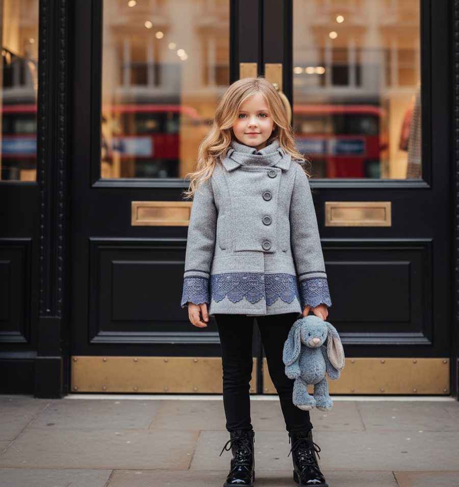 Girls WOOL Coat 3-4-5y Cute Baby Doll Style thick warm woolen jacket festivel