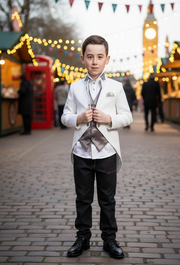 Boys Slim Fit Tuxedo Blazer 4-7Y  Jacquard Satin Jacket Xmas birtday party wear