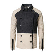 Girls Color Block short Trench Coat 4-12Y beige & Dark Gray autumn jacket kids