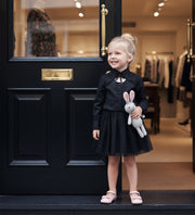 Girls Black Cotton Shirt long sleeve vintage style top 3-5Y toddler shirt