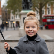 LAVANZEY Girls Cashmere Long Coat – Wine Red Baby Doll Cape (3–9 Yrs)