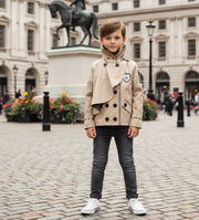 Boys' Cotton Velvet Double-Breasted Trench Coat – Short Wind Jacket 3-7Y
