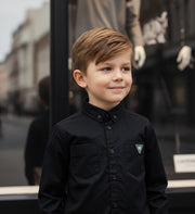 Boys Black Cotton Long Sleeve Shirt – Lightweight & Stylish Top for Ages 3-7 Yea