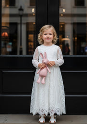 Vintage snow white Long Lace Fairy Dress for Girls Extra Long Hollow Design 2-4Y