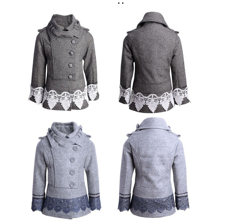 Girls WOOL Coat 3-4-5y Cute Baby Doll Style thick warm woolen jacket festivel