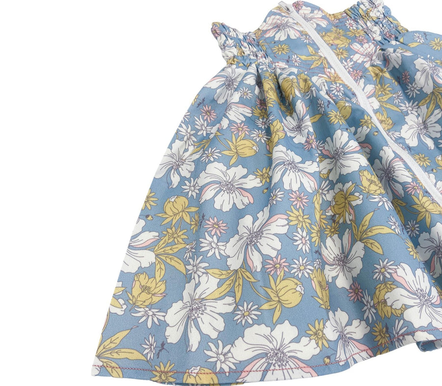 Girls Blue Floral Cotton Skirt beautiful Flared Skirt all season 3-4-5Y toddler