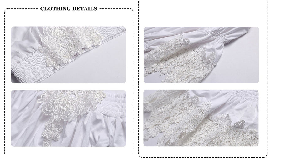 Girls Soft Modal T-Shirt with Vintage Lace  White & Light Grey summer top 3-7Y