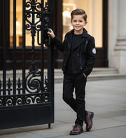 Boys' military Spring Autumn Jacket Cotton Wool Blend Green Black Coat 4-9Y