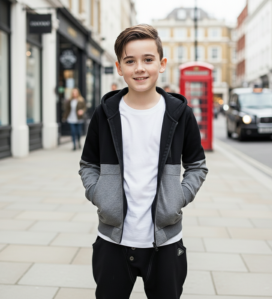 Boys Zip-Up Hoodie 3-4-5-6-7-8-9Y Casual Jacket Sweatshirt hooded Black  2025