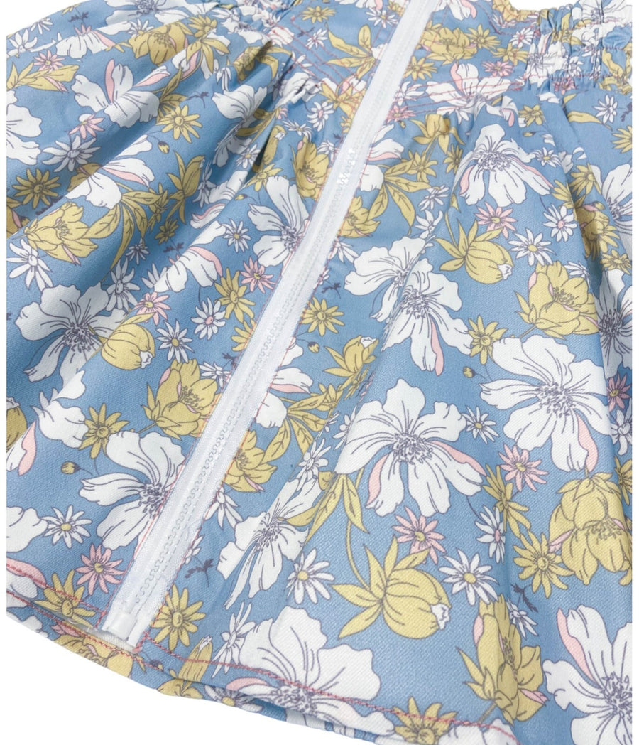 Girls Blue Floral Cotton Skirt beautiful Flared Skirt all season 3-4-5Y toddler