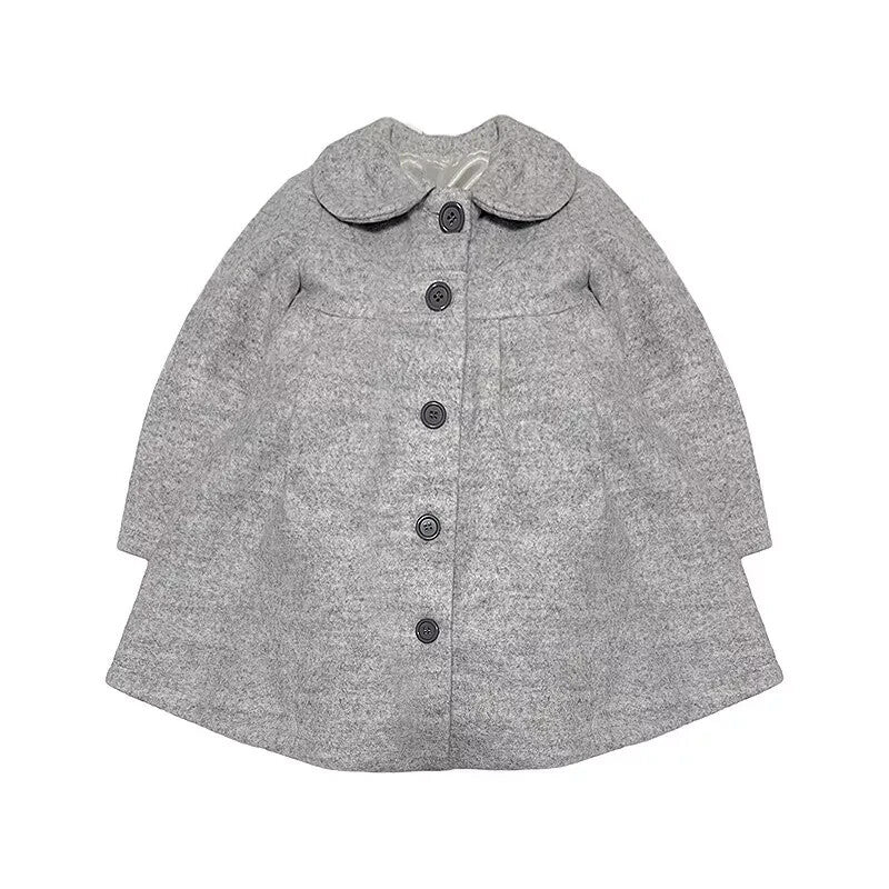 Girls coat wool autumn winter 2025 Light Grey Princess Coat Ages 2–3-4-5-6-7Y
